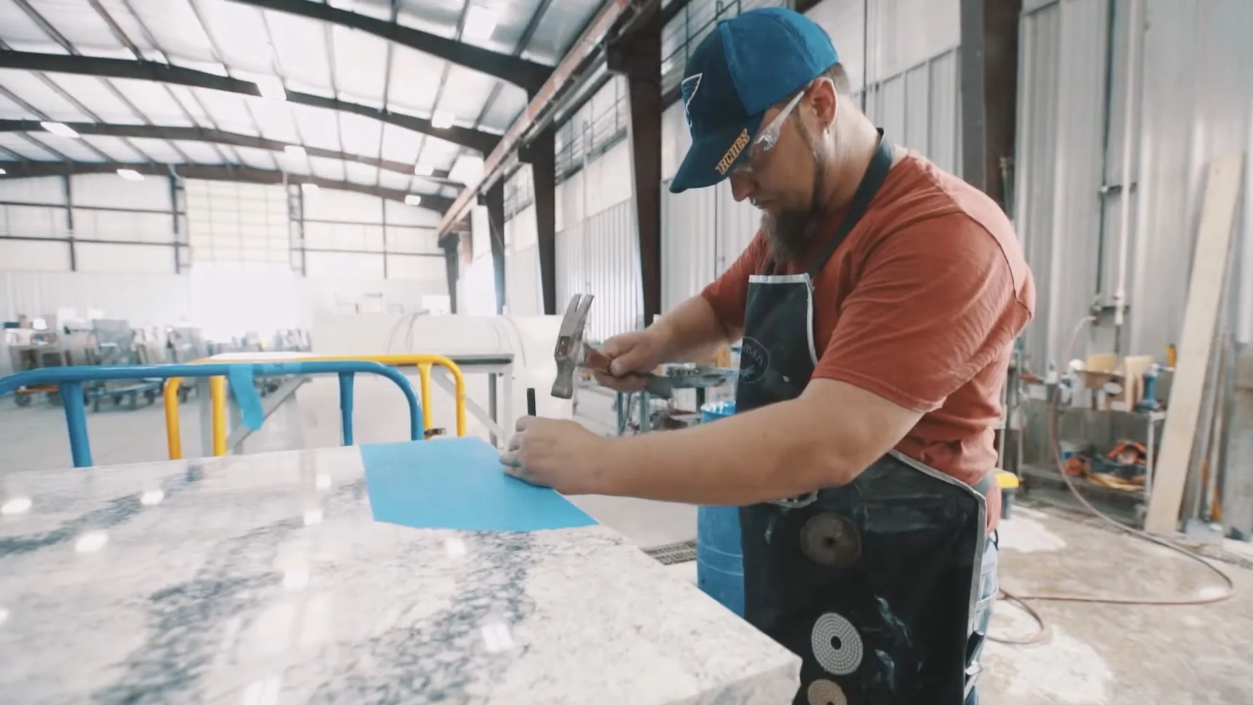 K&D Countertops team at work in the fabrication shop