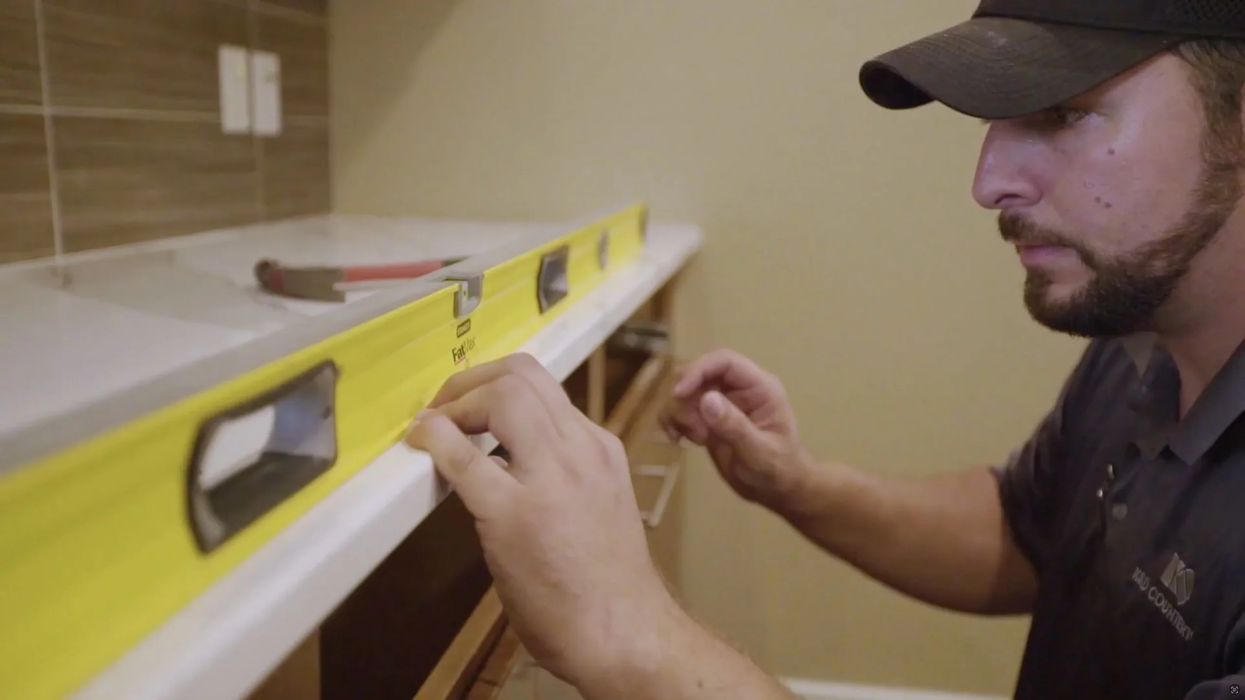 K&D Countertops team fabricating and installing quartz countertops