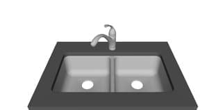 One Hole — Double equal bowl faucet layout diagram