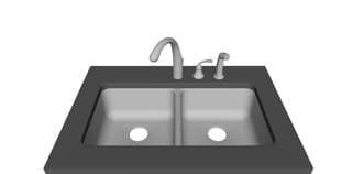 Three Hole — 2 Right — Double equal bowl faucet layout diagram