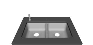 Accessory — Left — Double equal bowl faucet layout diagram
