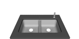 Accessory — Right — Double equal bowl faucet layout diagram