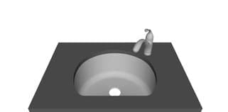 One Hole — Right — D-shaped bowl faucet layout diagram