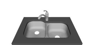 One Hole — Offset — small bowl left faucet layout diagram