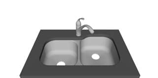 One Hole — Offset — small bowl right faucet layout diagram