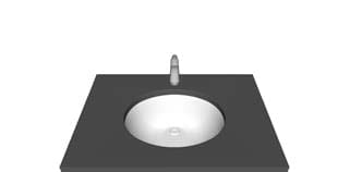 Vanity — One Hole — Oval bowl faucet layout diagram