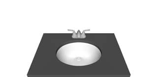 Vanity — 4″ Centerset — Oval bowl faucet layout diagram