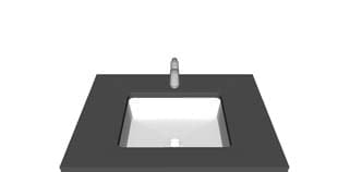 Vanity — One Hole — Rectangular bowl faucet layout diagram