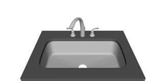 Three Hole — 1 Left / 1 Right — Single bowl faucet layout diagram