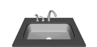 Three Hole — 2 Left — Single bowl faucet layout diagram