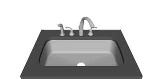 Four Hole — 2 Left / 1 Right — Single bowl faucet layout diagram